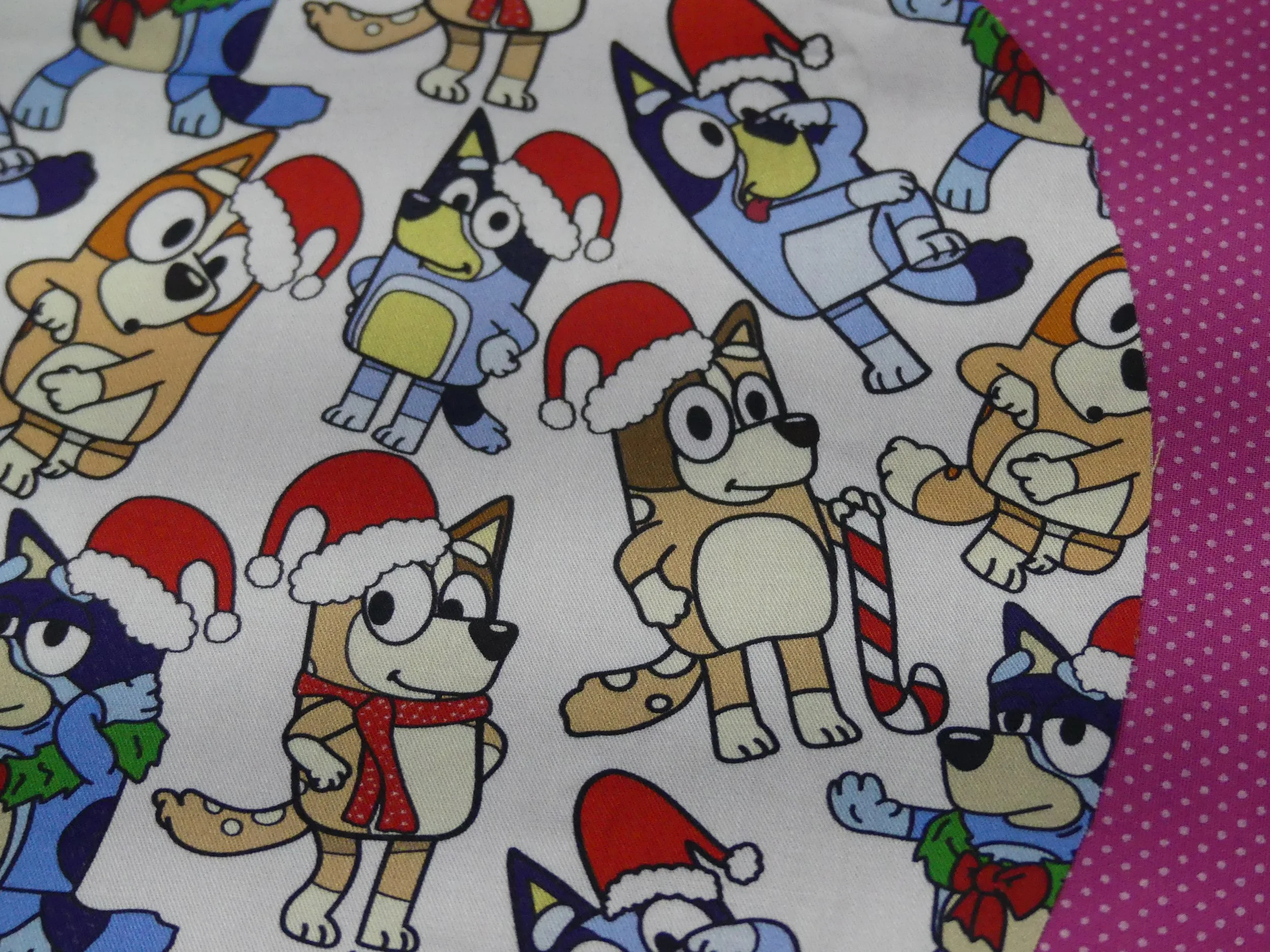 Scrub Cap - Christmas Bluey Party - Pink Spot