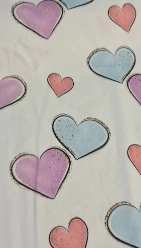 Scrub Top - Size L - Pastel Love Hearts