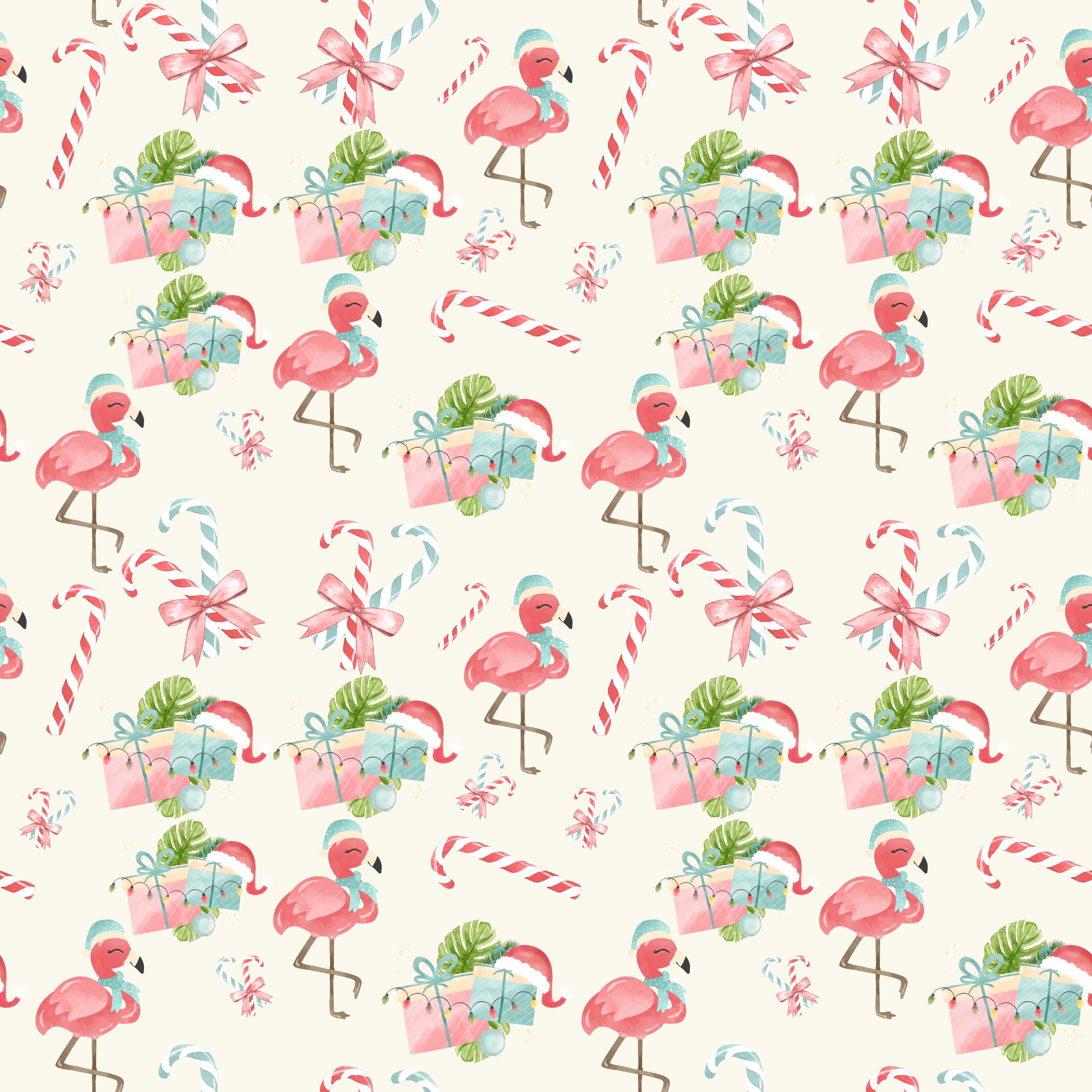 PREORDER - ROUND 33 - SCRUB TOP - 2031 FLAMINGO CHRISTMAS TOSS