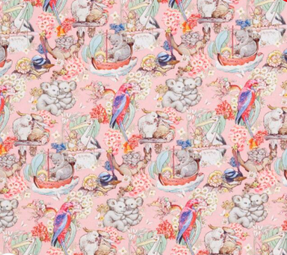 Scrub Top - Koala Adventures in Pink