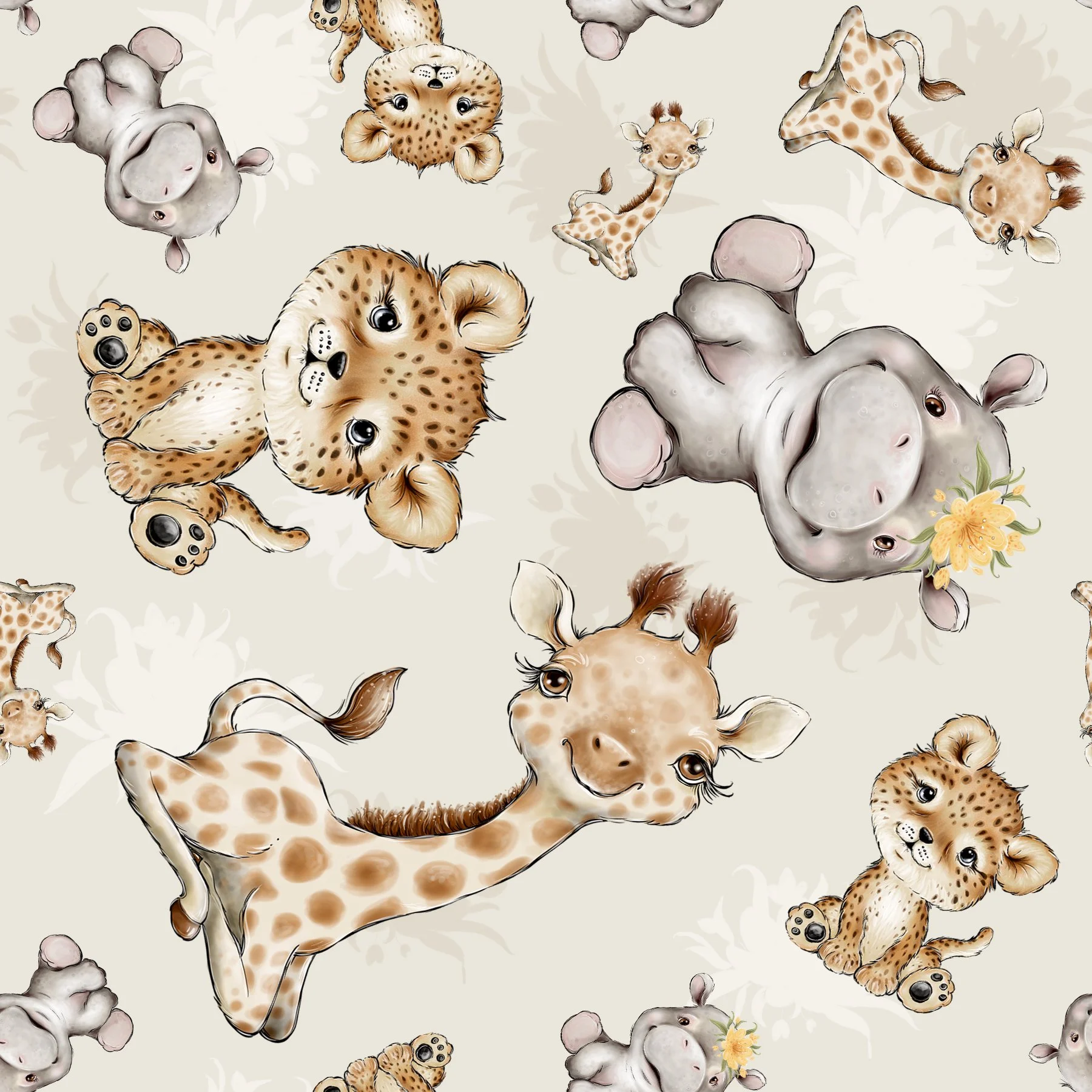 PREORDER - ROUND 33 - SCRUB TOP - 5205 SAFARI ANIMAL COLLECTION 1