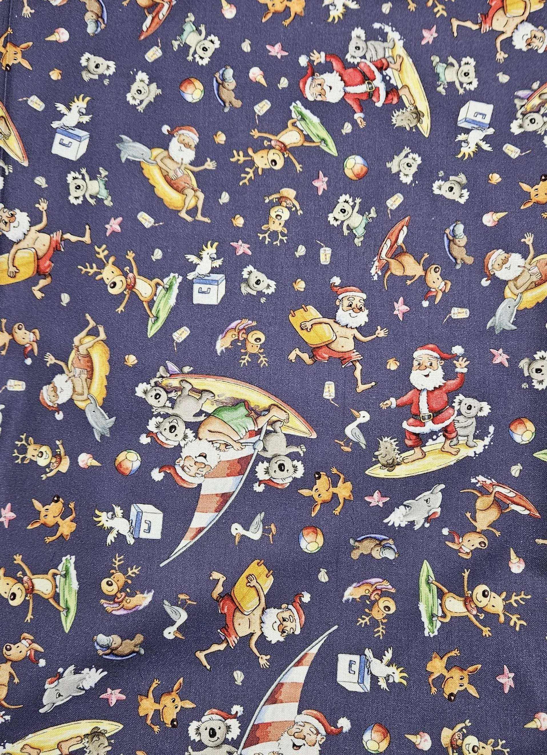 Christmas Scrub Top - Summertime Santa in Grey