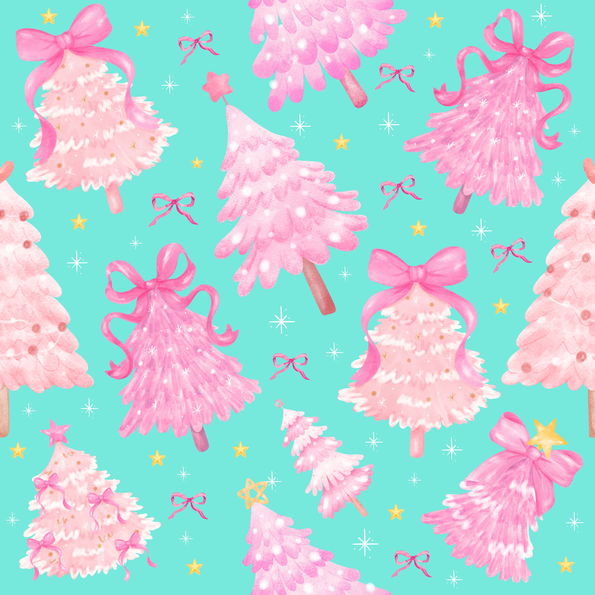 PREORDER - ROUND 33 - SCRUB TOP - 2089 PINK CHRISTMAS TREES
