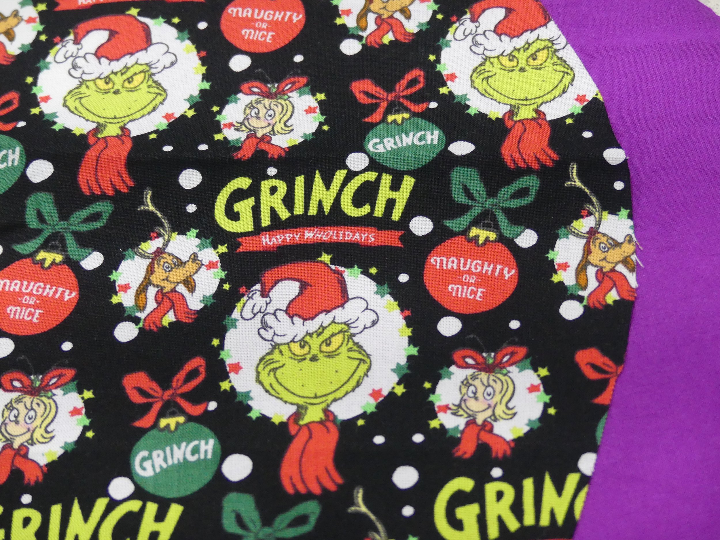 Scrub Cap - Christmas Grinchmas Badge Black - Purple
