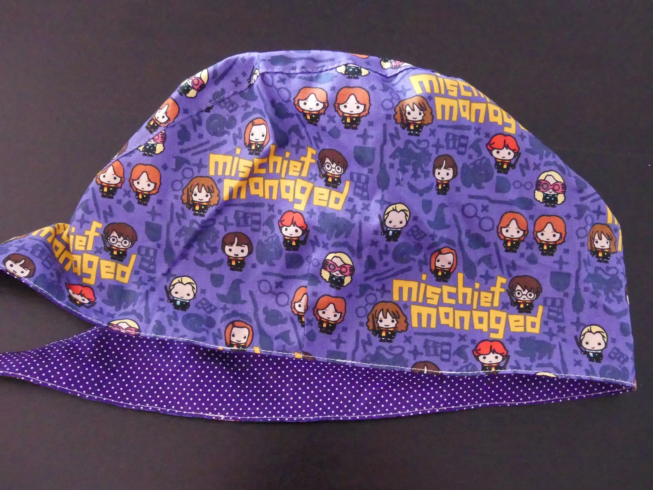 Scrub Cap - Mischief Managed - Purple Spot