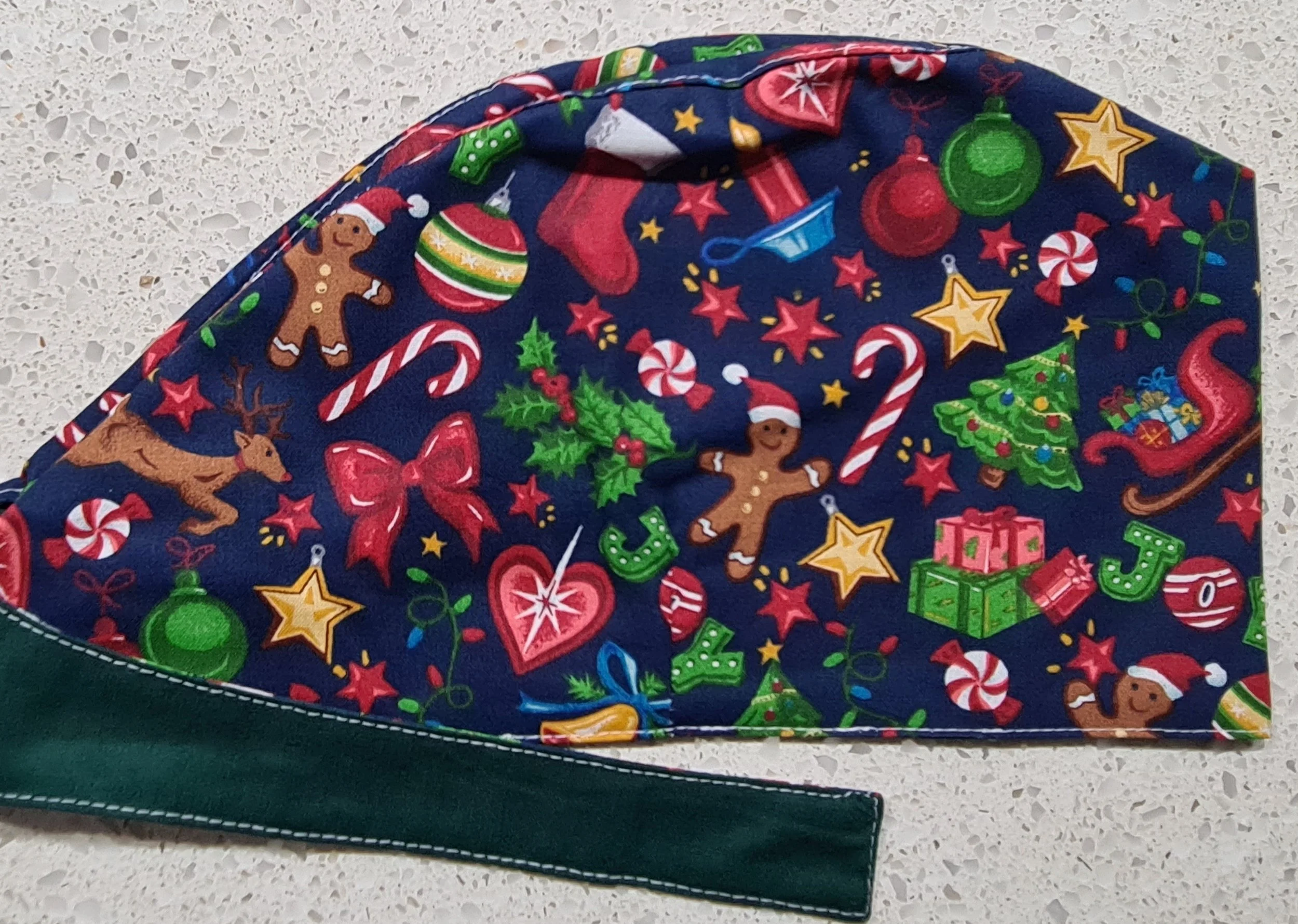 Scrub Cap - Christmas Toss - Forest Green