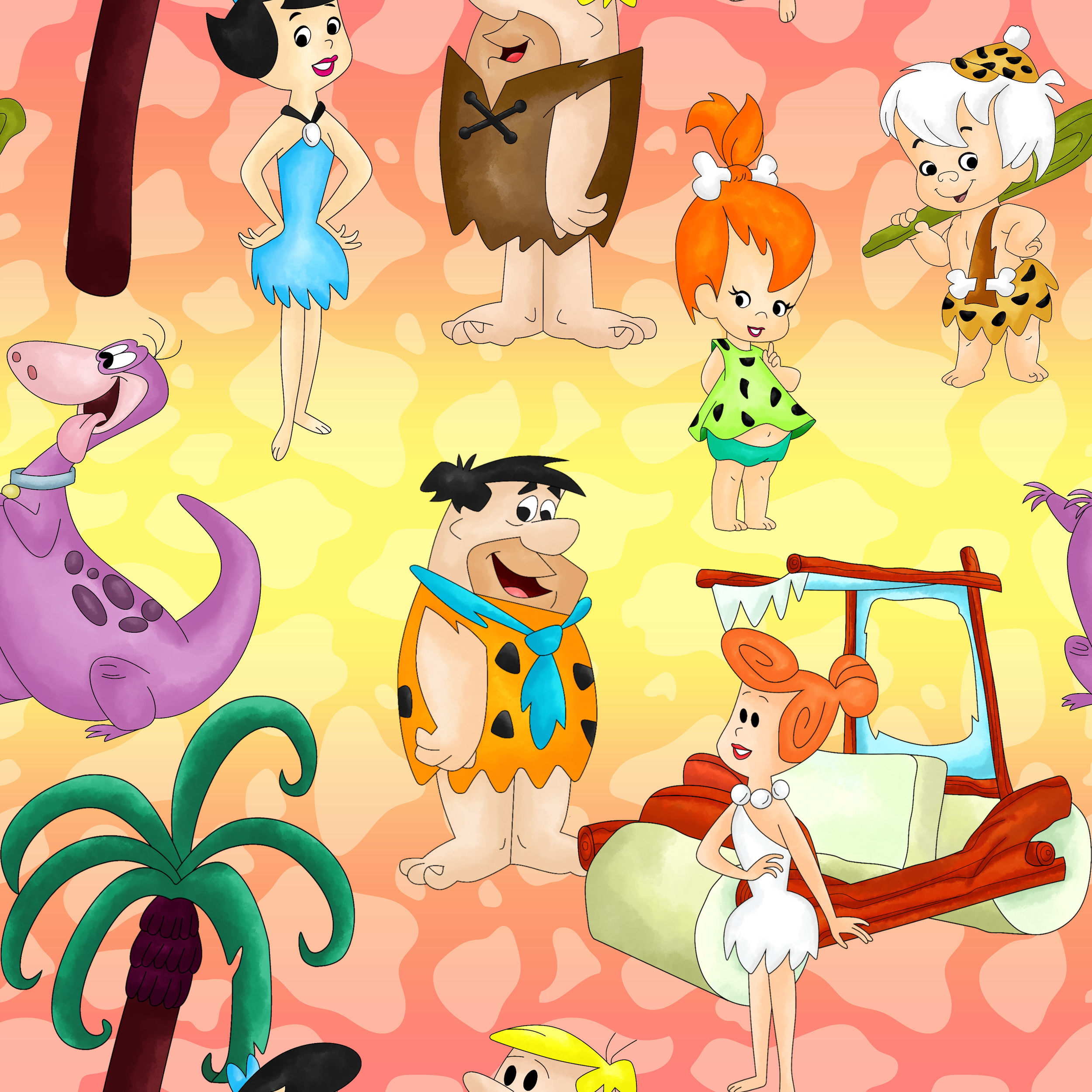 Scrub Top - 3181 Bright Flintstones
