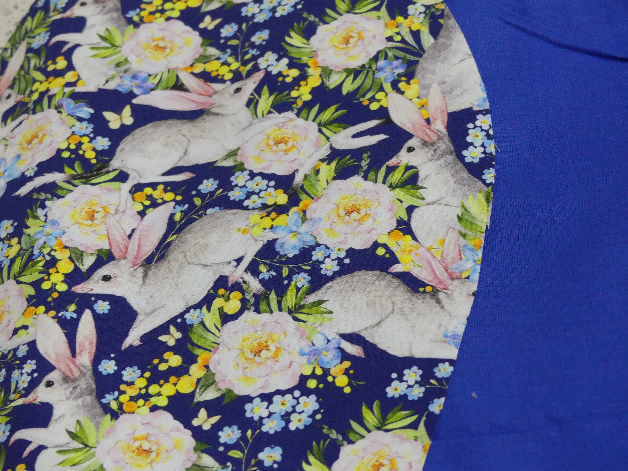 Scrub Cap - Floral Bilby Navy - Royal Blue