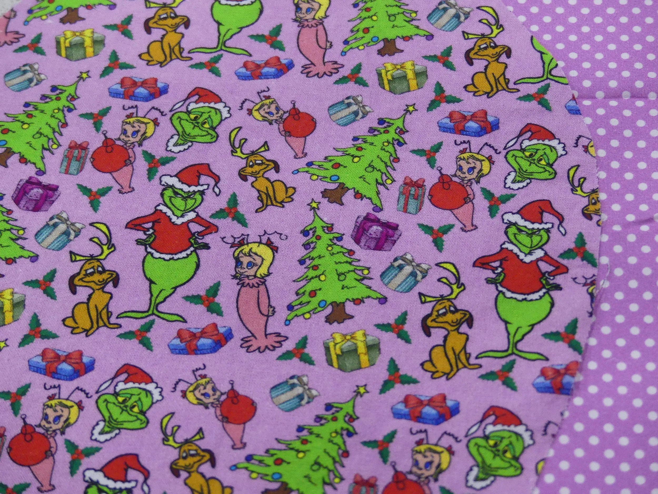 Scrub Cap - Christmas Grinchmas Pink - Purple Spot