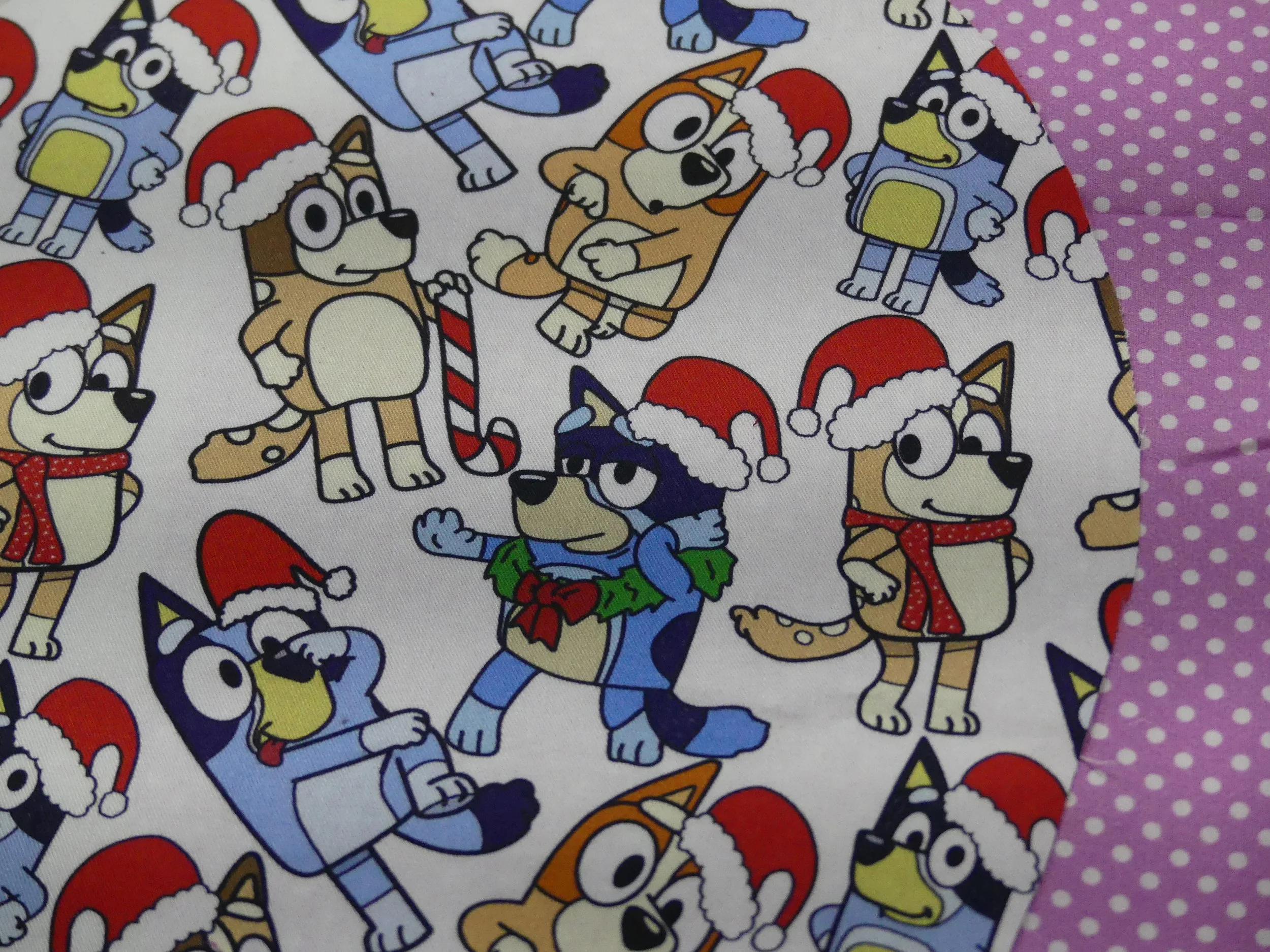 Scrub Cap - Christmas Bluey Party - Purple Spot