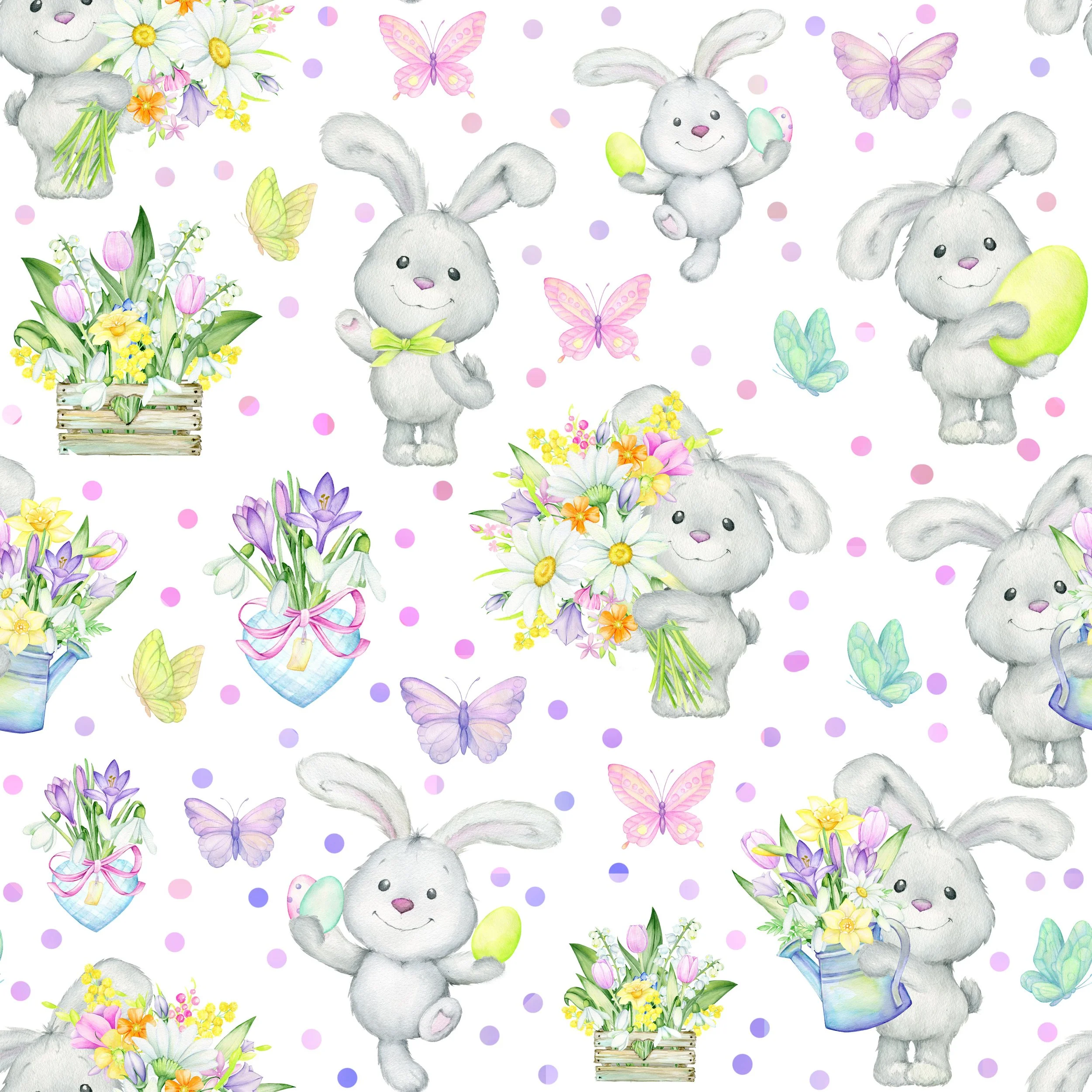 PREORDER - ROUND 33 - SCRUB TOP - 1009 FLORAL EASTER BUNNIES