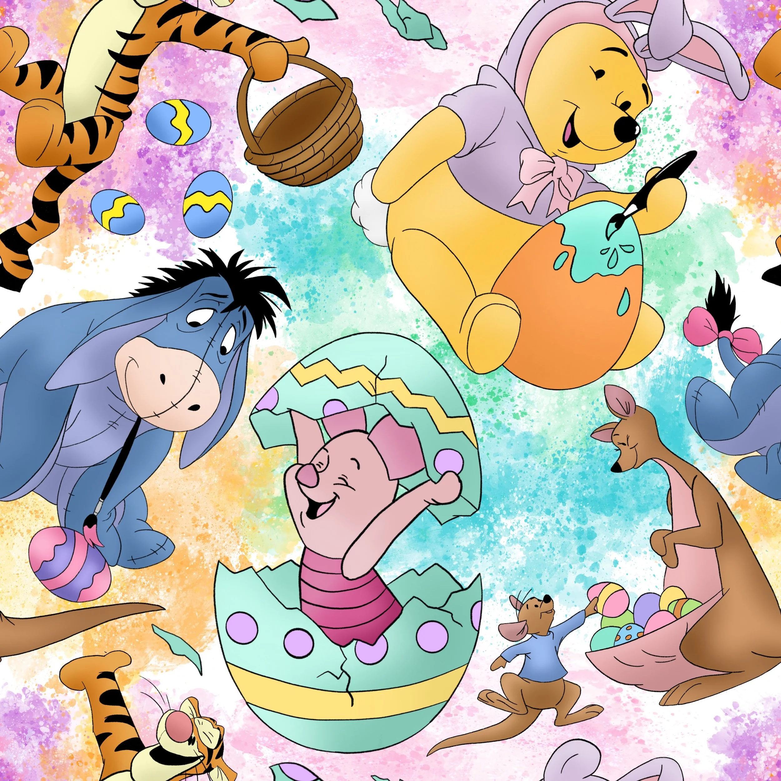 PREORDER - ROUND 33 - SCRUB TOP - 1003 EASTER WINNIE CREW