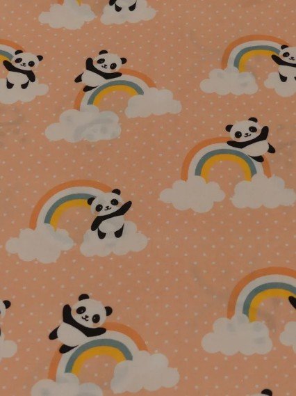 Scrub Top - Size S - Panda's & Rainbows in Pink