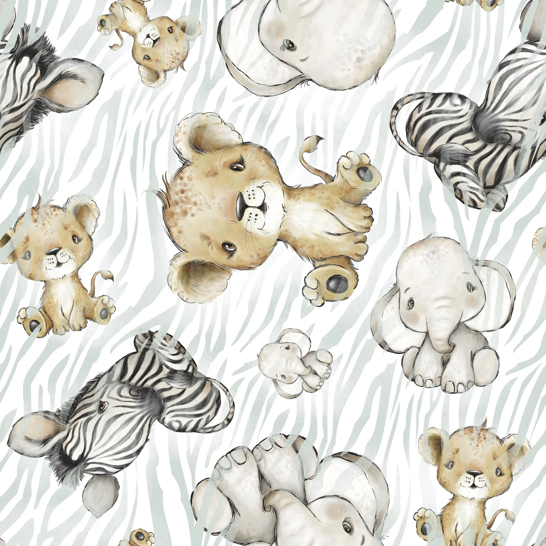 PREORDER - ROUND 33 - SCRUB TOP - 5203 SAFARI ANIMAL COLLECTION 1