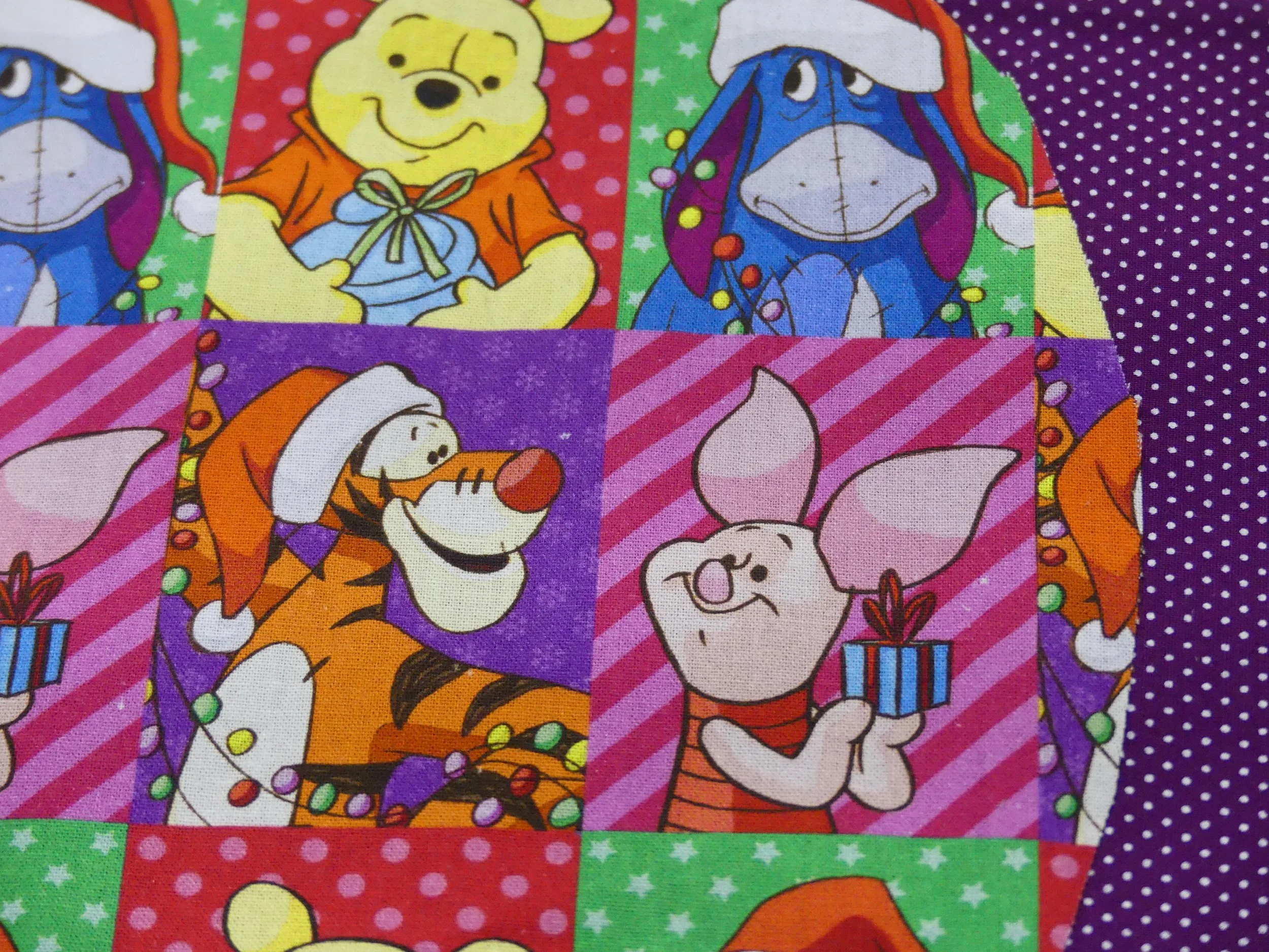 Scrub Cap - Christmas Winnie Squares - Plum Spot