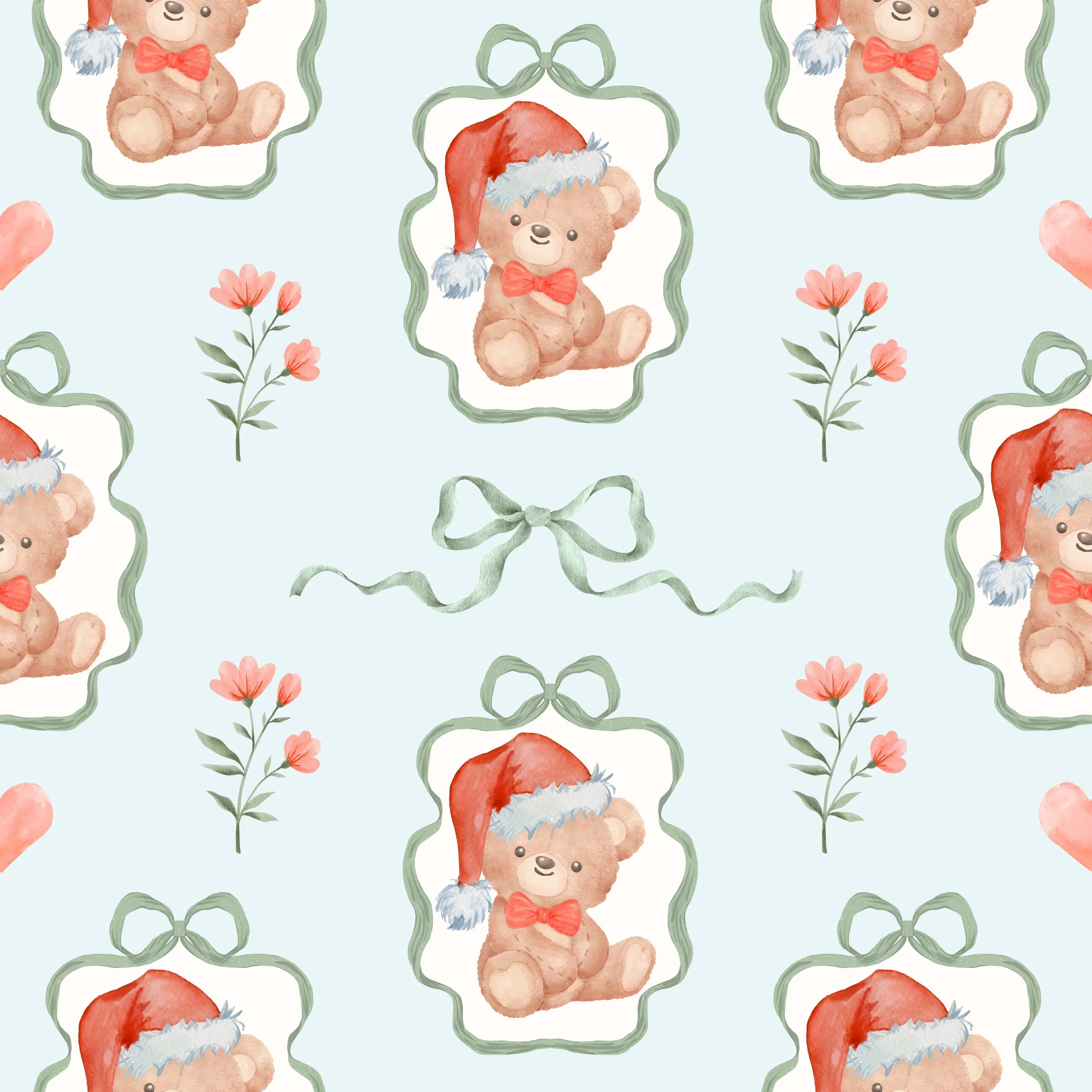 PREORDER - ROUND 33 - SCRUB TOP - 2090 CHRISTMAS TEDDY BEARS & BOWS