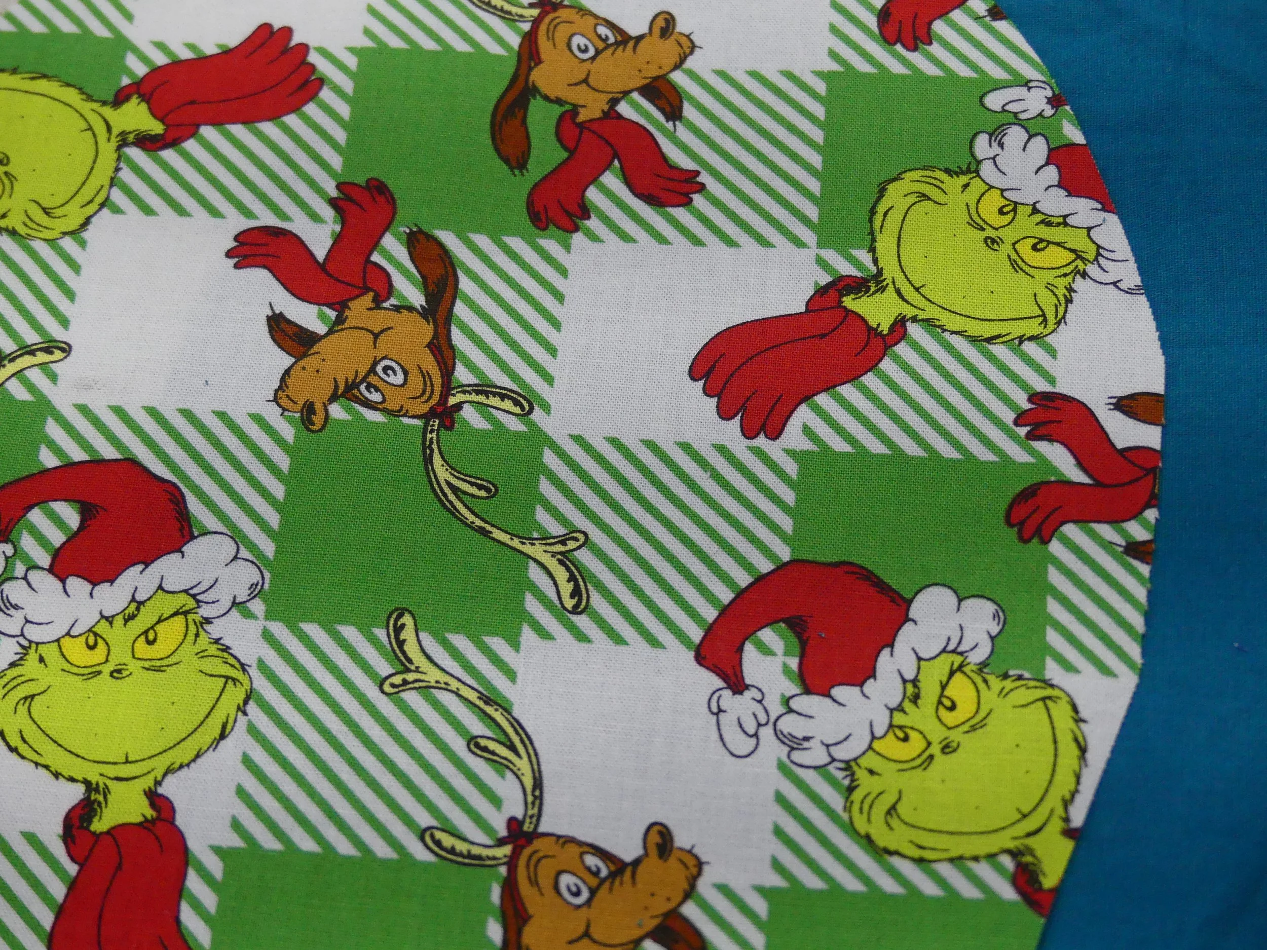 Scrub Cap - Christmas Grinchmas Check - Teal