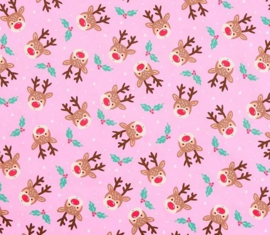 Christmas Scrub Top - Reindeer in Pink
