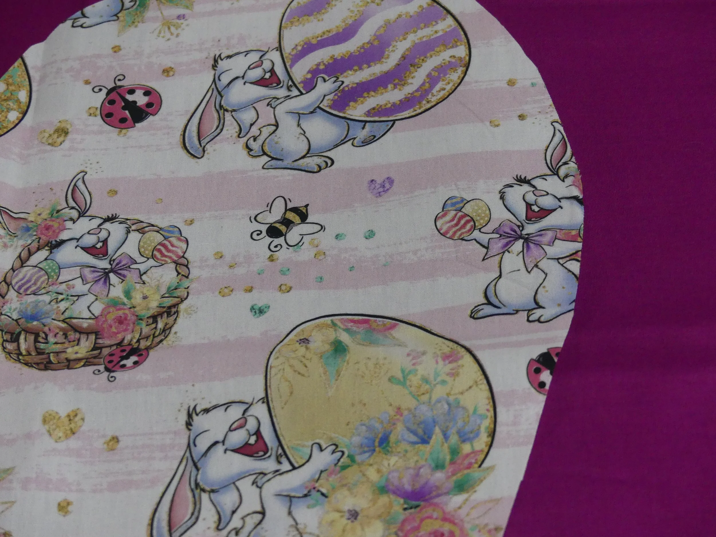 Scrub Cap - Easter Bunny Hugs in Stripe - Plum