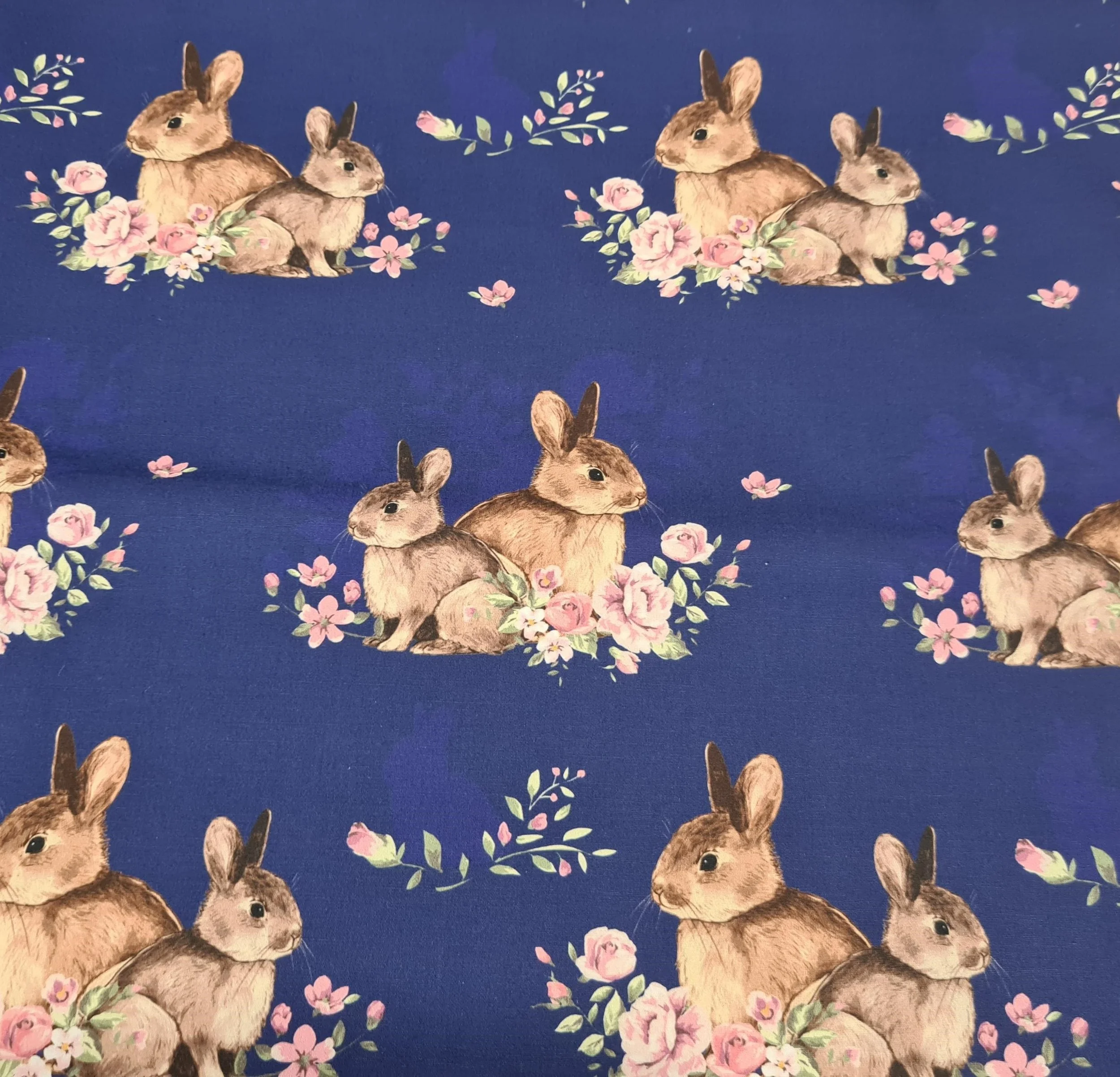 Scrub Top - Bunnies in Navy