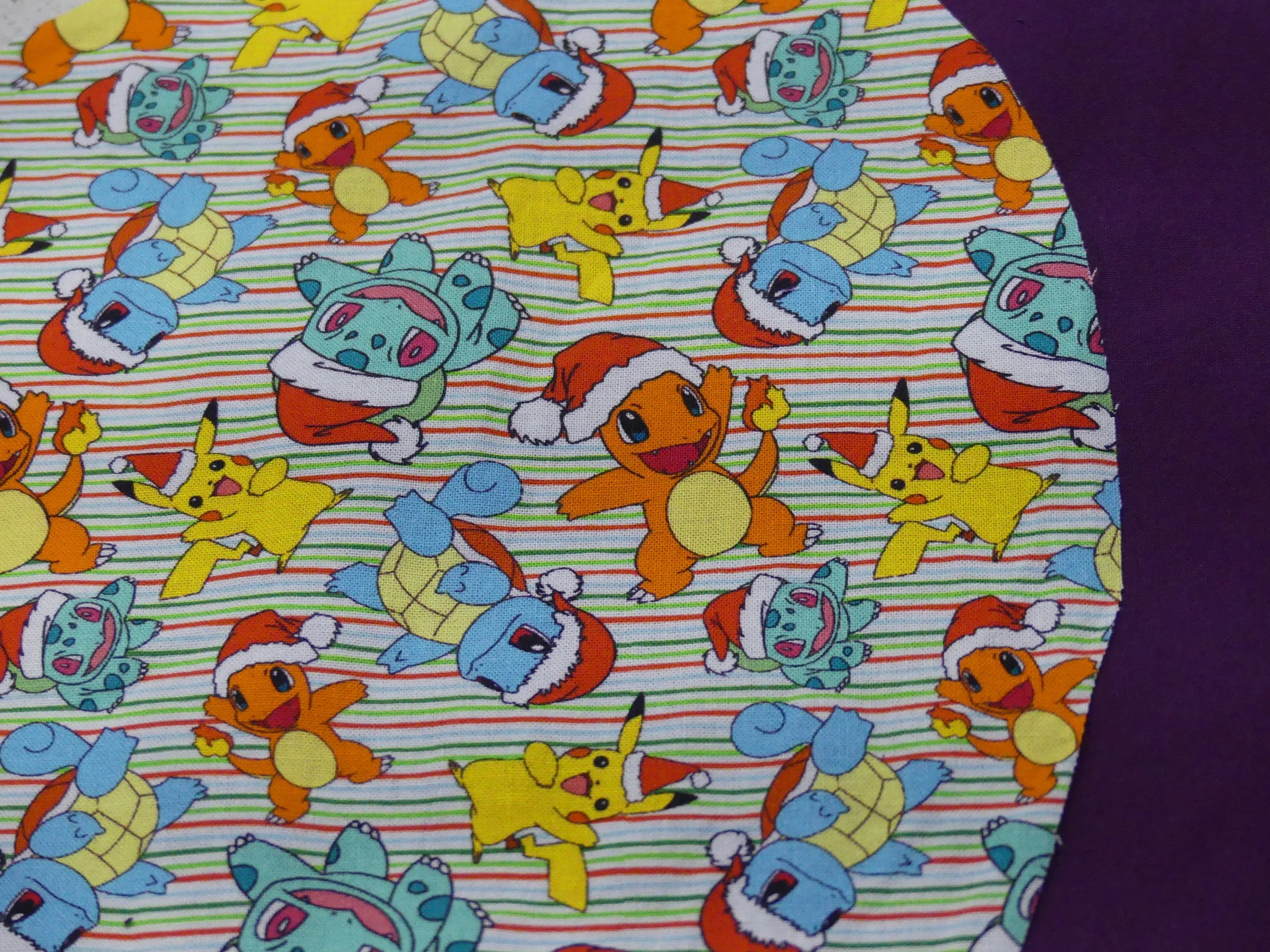 Scrub Cap - Christmas Pokemon Stripes - Plum
