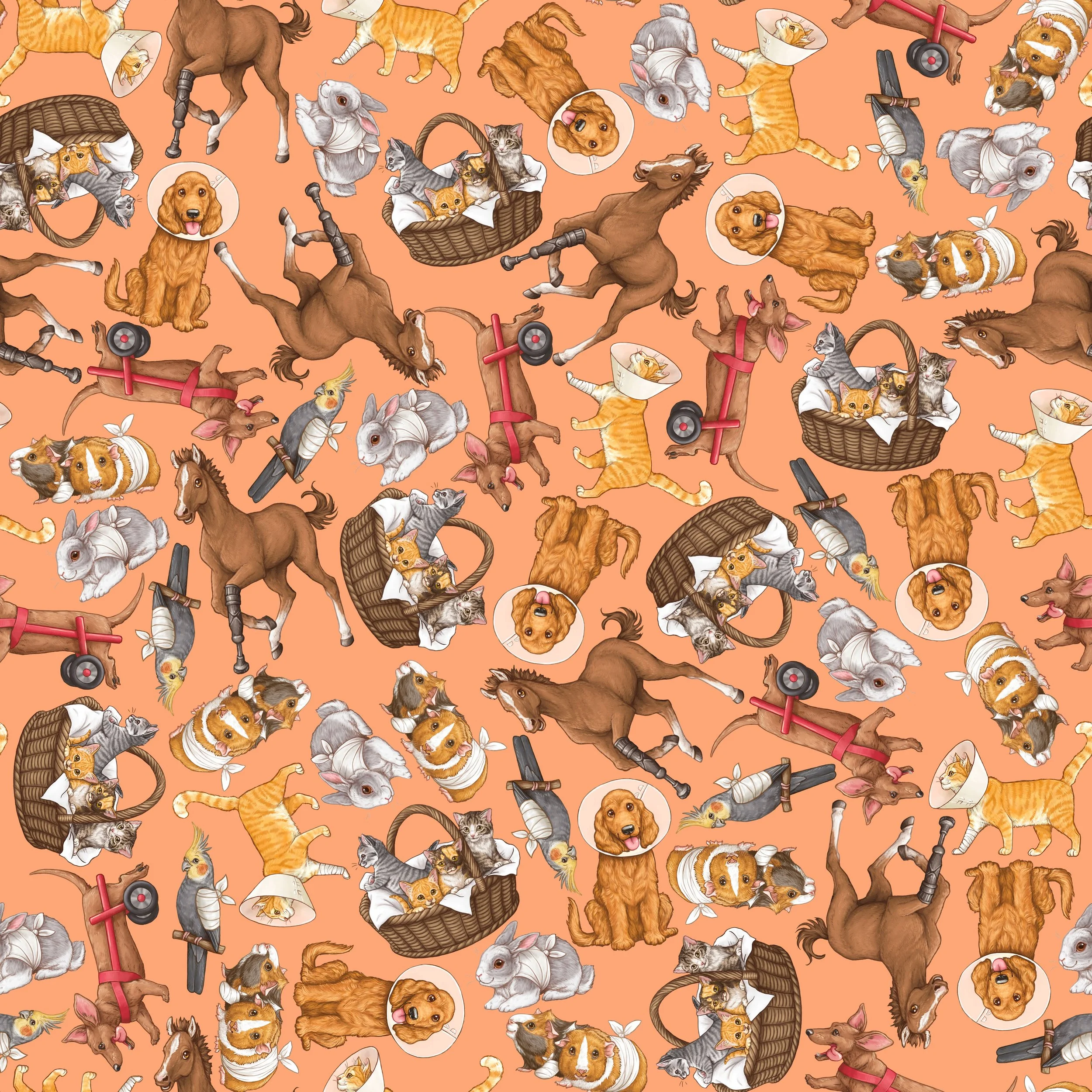 PREORDER - ROUND 35 - SCRUB TOP - 7005 PETS ON THE MEND - SMALL SCATTER - SHERBERT