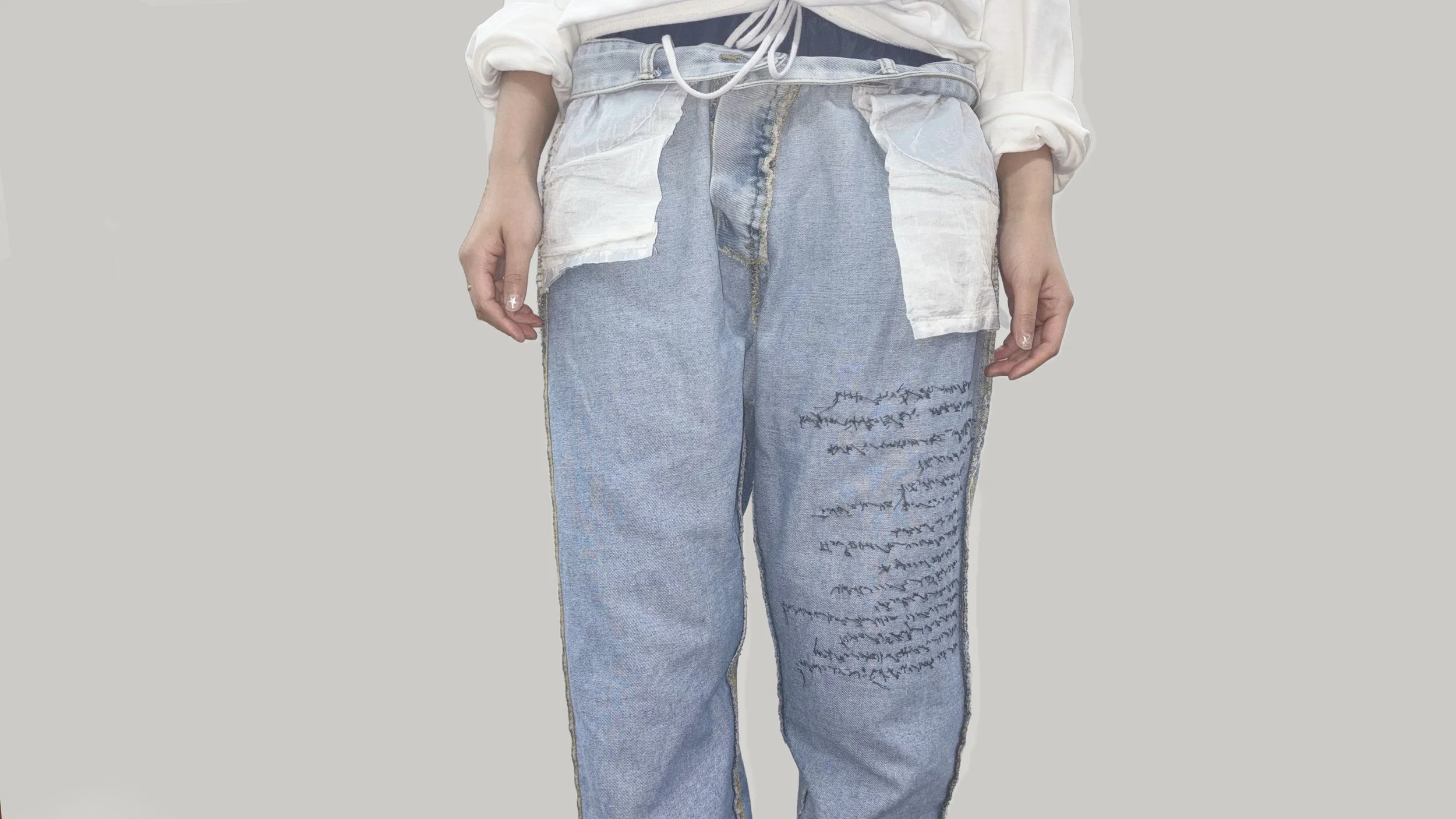 Route 273, Seoul / 서울특별시의 273번, 2025, hand stitching on denim, dimensions variable