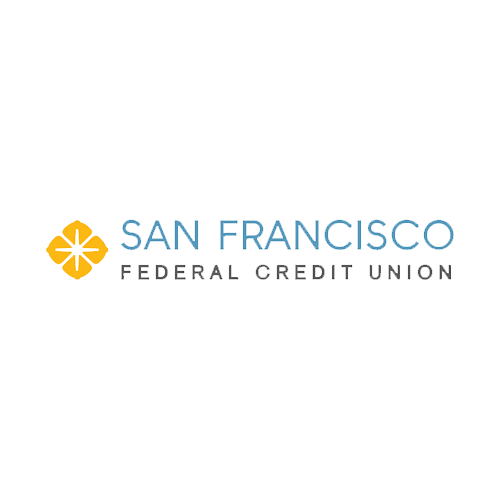 Logo for San Francisco Federal Credit Union with a yellow four-leaf clover icon.