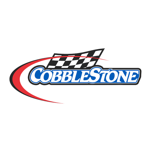 The Cobblestone logo with a checkered racing flag design and red swoosh.