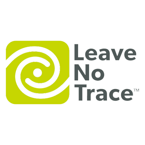 Leave No Trace logo with a yellow-green spiral icon and black text.