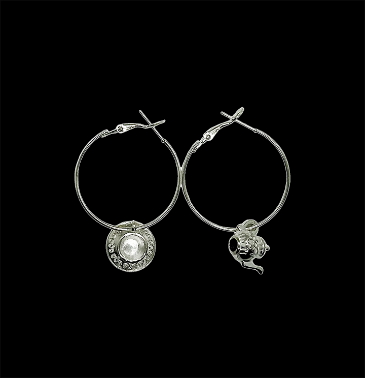 Asymmetry Earring, Tea Cup and Tea Pot