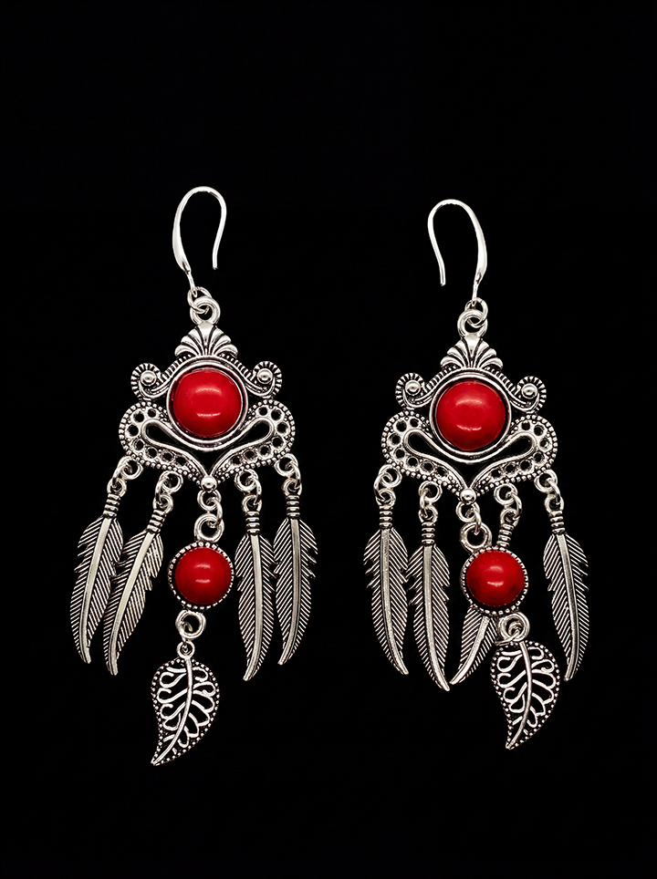 Boho Red Feather