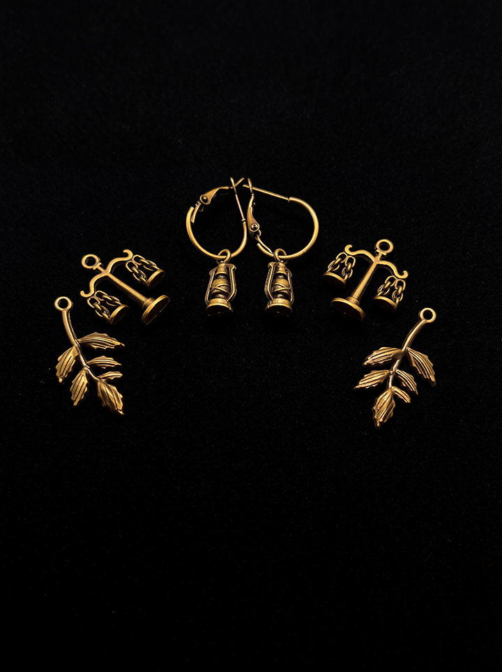 Interchangeable Earring, Bronze Lamp, Scale, Leaves