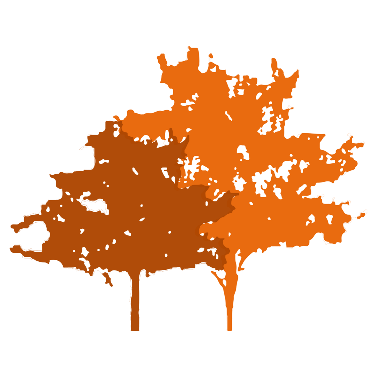 Abstract orange paint splatter on a white background