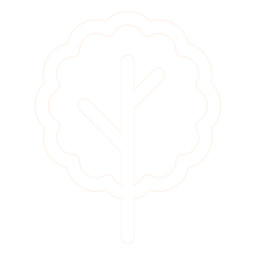 Simple white tree icon with a black background