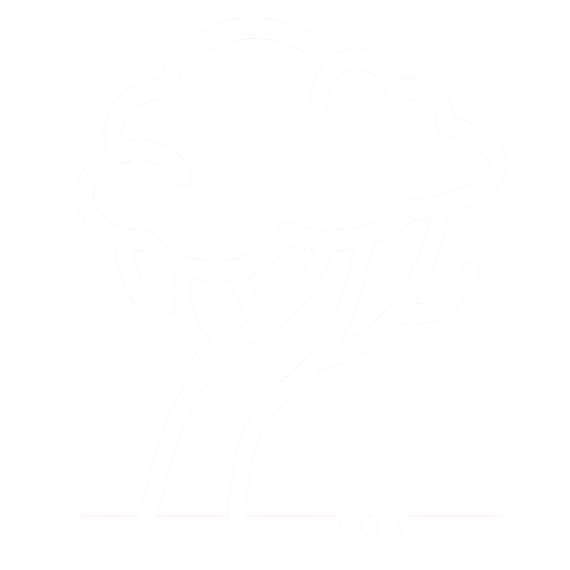 A simple line drawing of a tree with a cloud-shaped canopy on a black background.