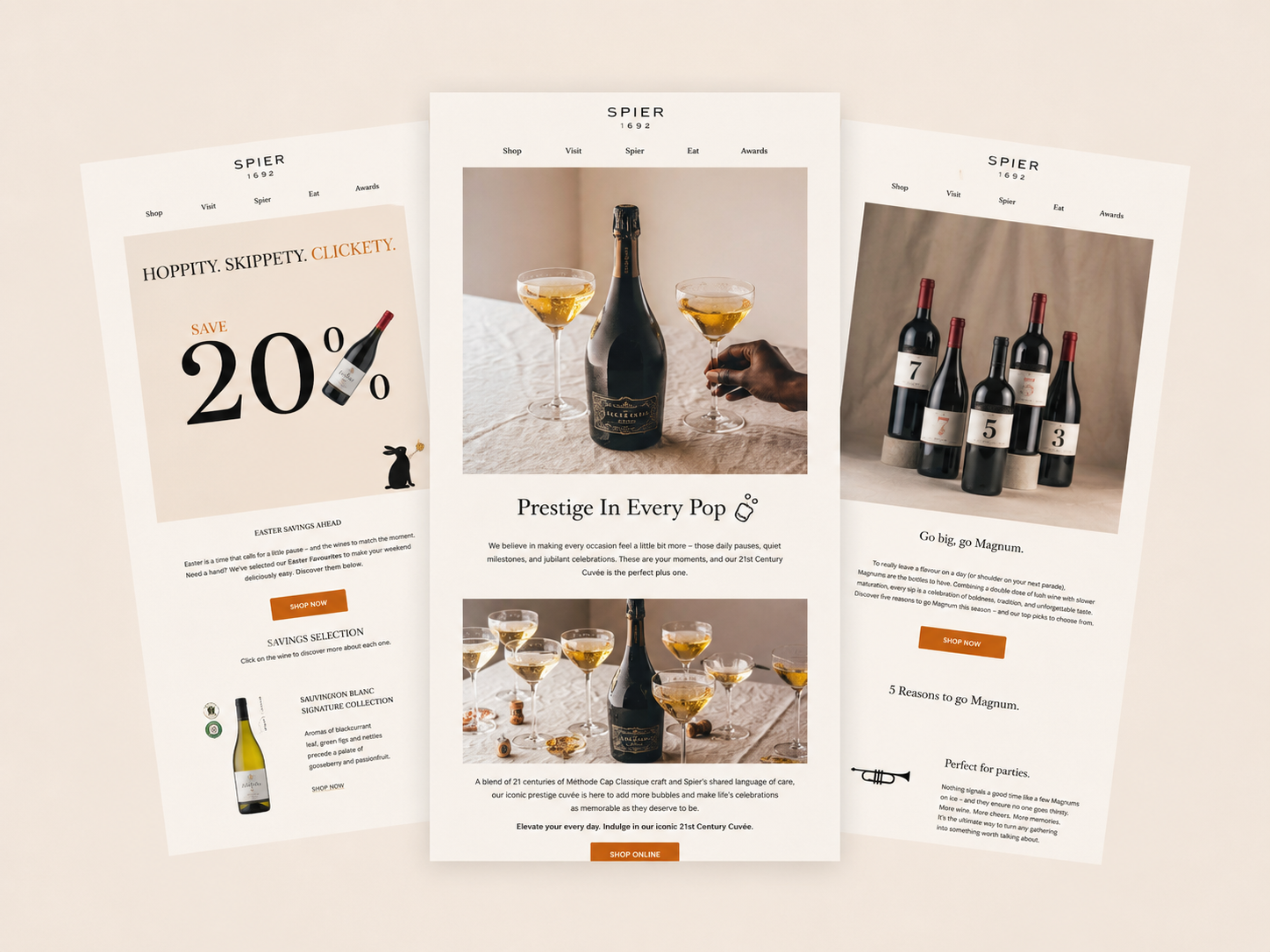 Newsletters are where brand voice gets tested in real time: a subject line to earn the open, a headline to earn the read, a call to action to earn the click. Over five years as Spier's lead copywriter, Gosh! has written dozens - spanning promotional 