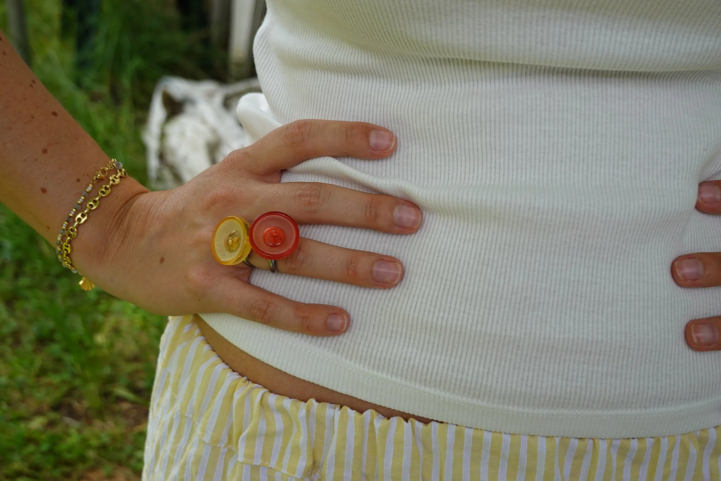 Orange Button Ring