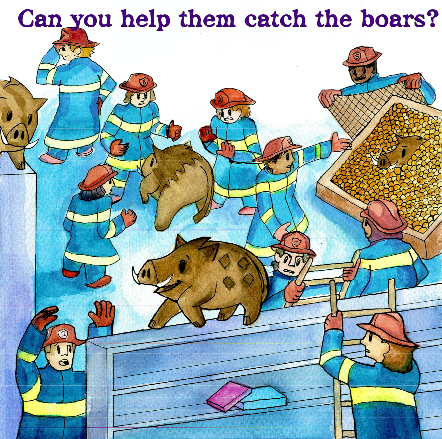 Page 8: Can you help them catch the boars?