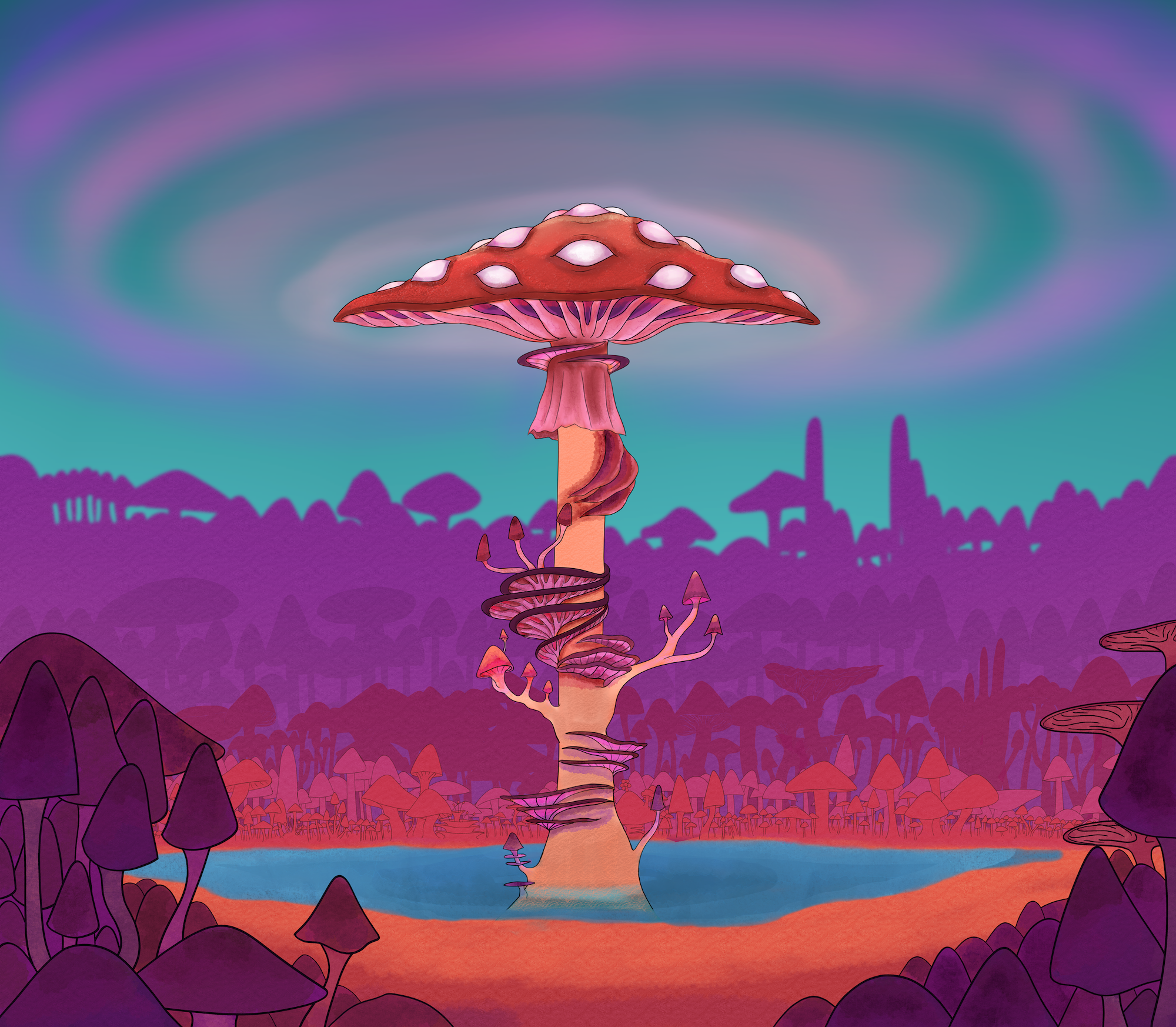 Scene 5 Shot 2 (Full Mushroom Tree View)