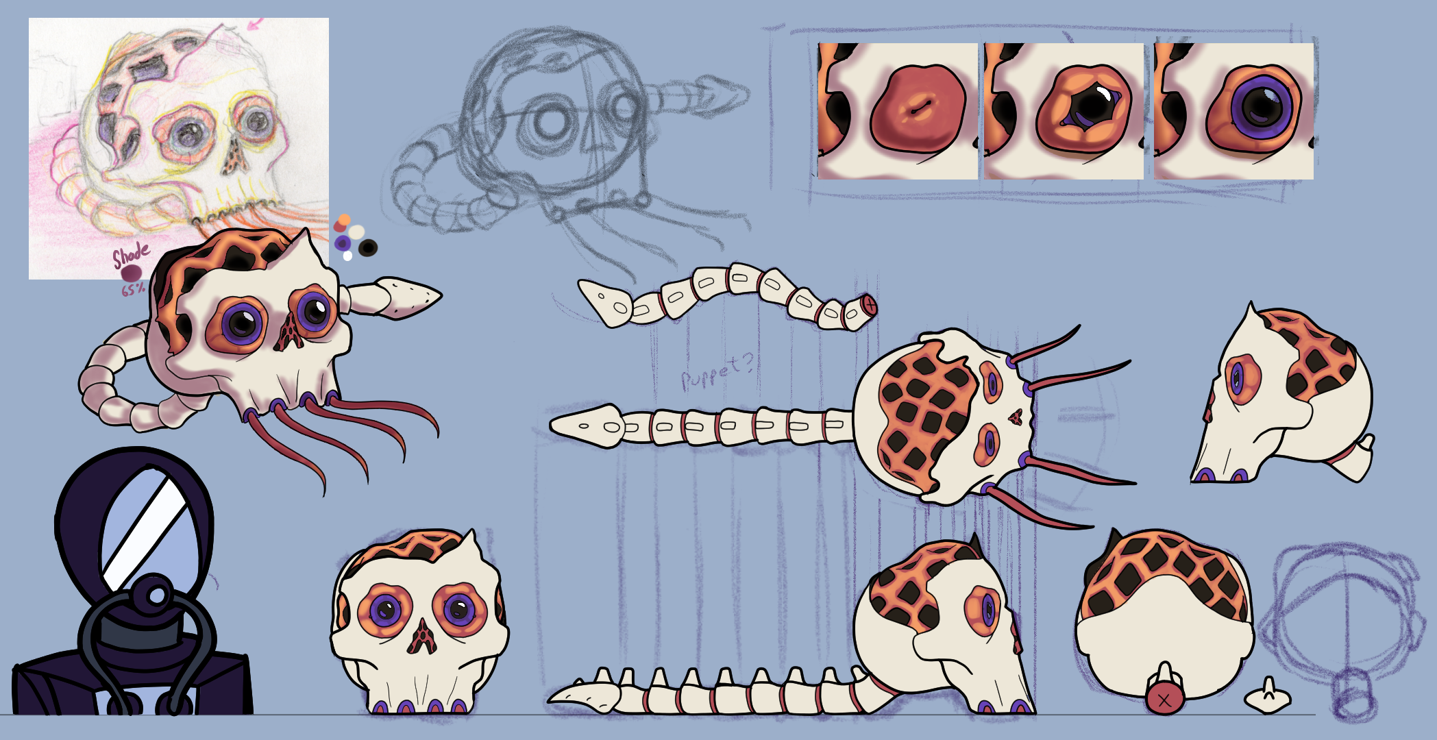 Fungal-Skull Concept Art & Model Sheet