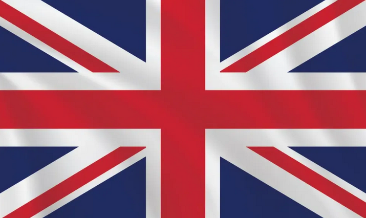 The Union Jack, the national flag of the United Kingdom, featuring red, white, and blue colors with crosses.