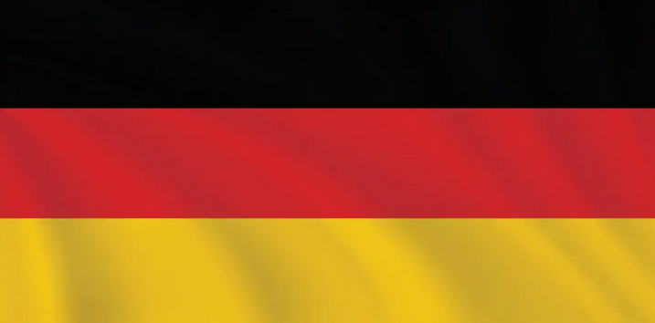 Close-up of the German flag with black, red, and yellow horizontal stripes.