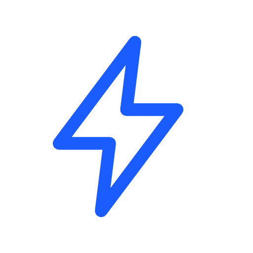 Blue lightning bolt icon on a black background.