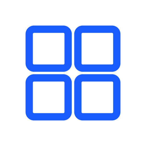 Four blue outlined squares arranged in a 2x2 grid on a black background.