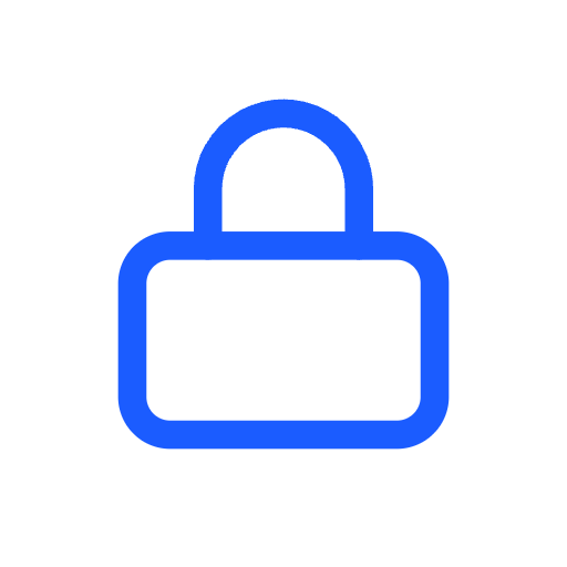 Blue lock icon on a black background.