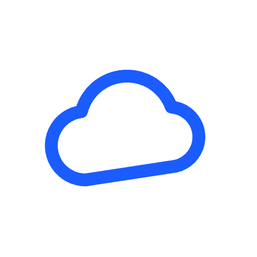 Outline of a blue cloud icon on a black background.