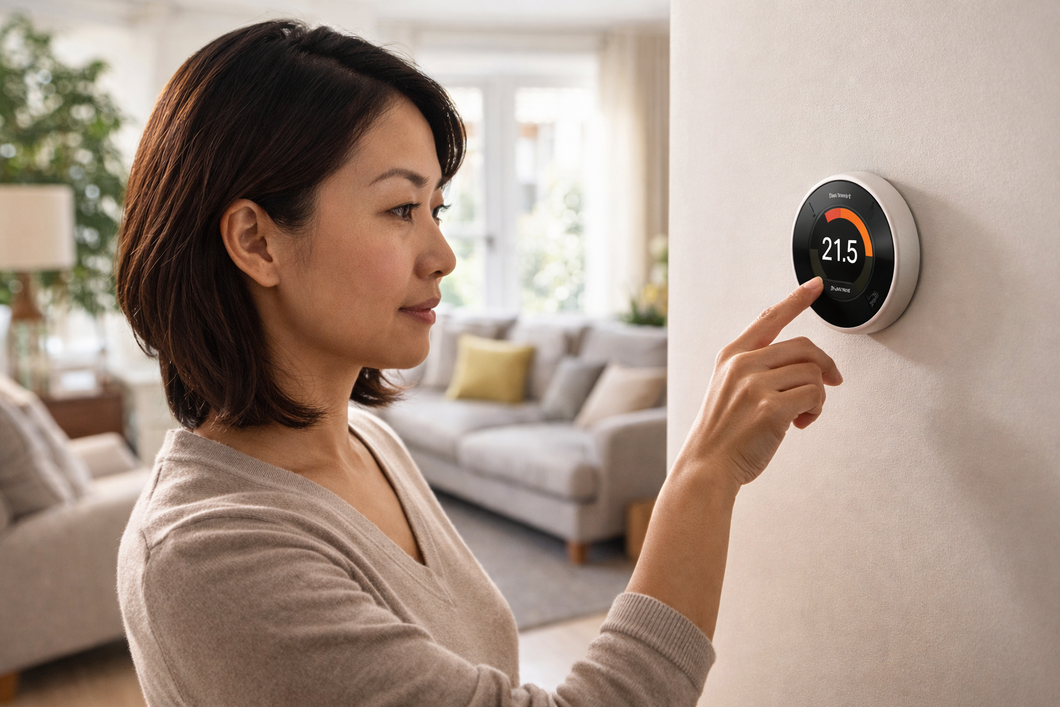 Adjusting the smart thermostat at home.png