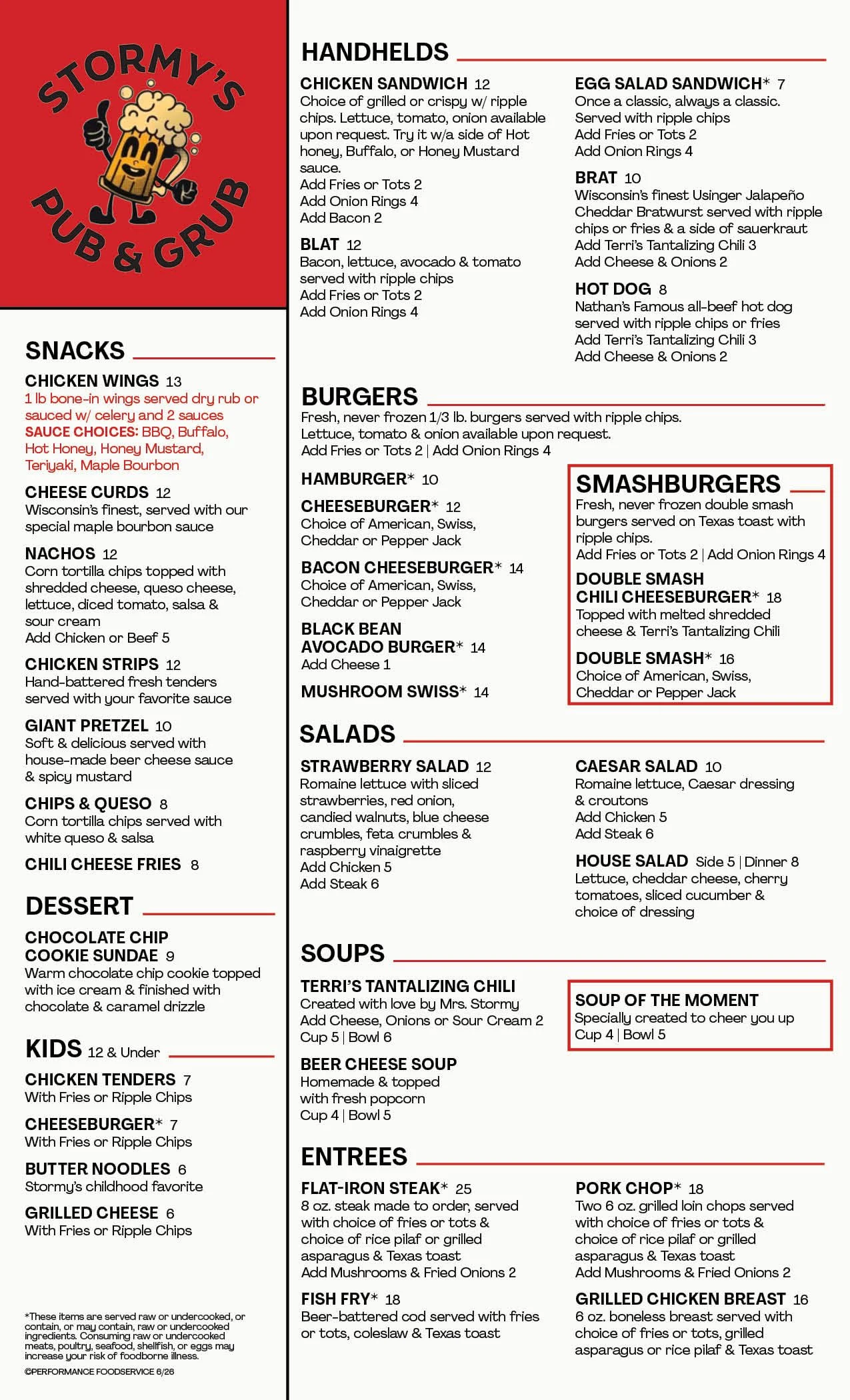 Strums Deli Menu Menu — Stormy's Pub & Grub