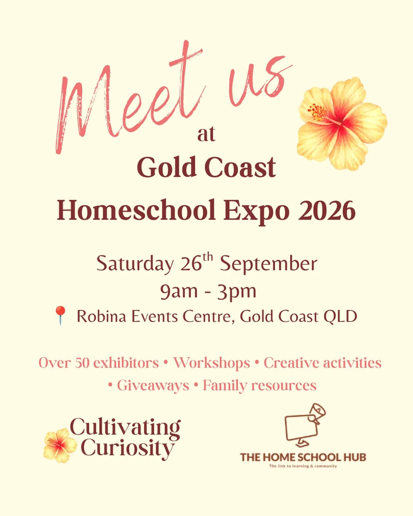 Come and meet us at the Gold Coast Homeschool Expo 2026! 🌺

📍 Robina Events Centre
📅 Saturday 26 September
⏰ 9am&ndash;3pm

With 50+ exhibitors, workshops, creative activities and plenty of resources for homeschool families, it&rsquo;s set to be s